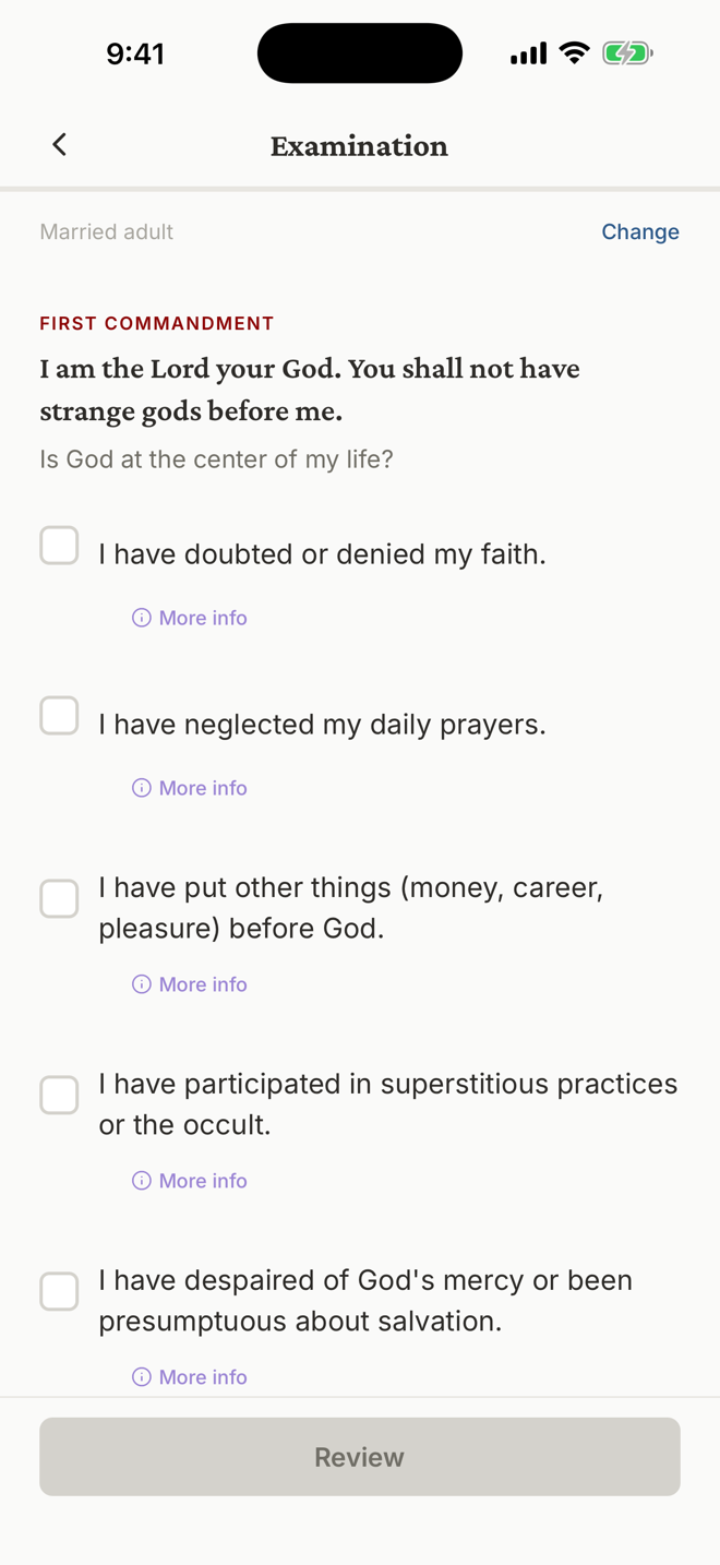 Confession companion screen