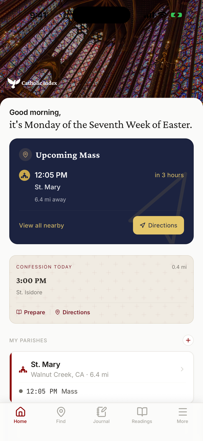 Catholic Index home screen