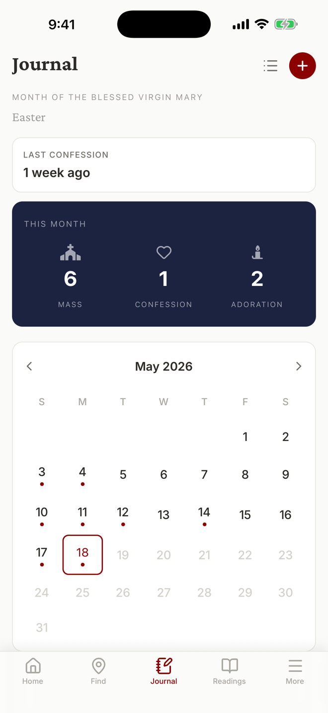 Sacramental journal tracker